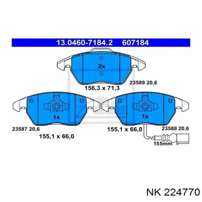 224770 NK колодки гальмівні передні, дискові