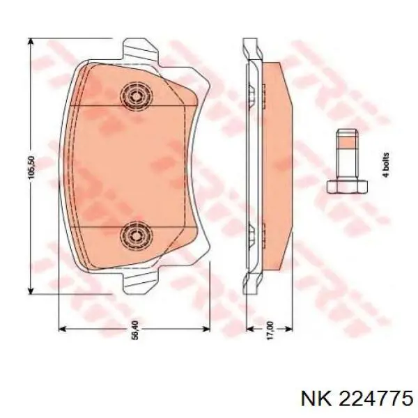 Задні гальмівні колодки NK 224775 ціна, від 20.42 USD