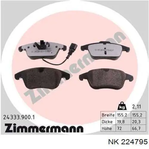 Гальмівні колодки NK 224795 ціна, від 29.46 USD