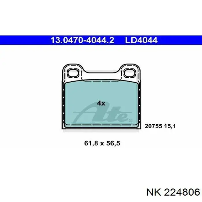 Задні гальмівні колодки NK 224806 ціна, від 15.12 USD