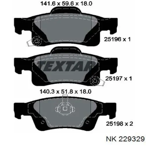 Колодки гальмові задні, дискові 229329 NK