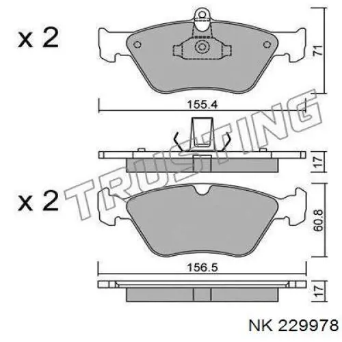 Гальмівні колодки NK 229978 ціна, від 16.26 USD