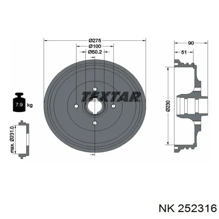 Барабан гальмівний задній 252316 NK