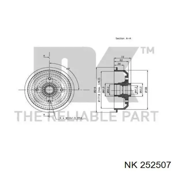 Барабан гальмівний задній 252507 NK