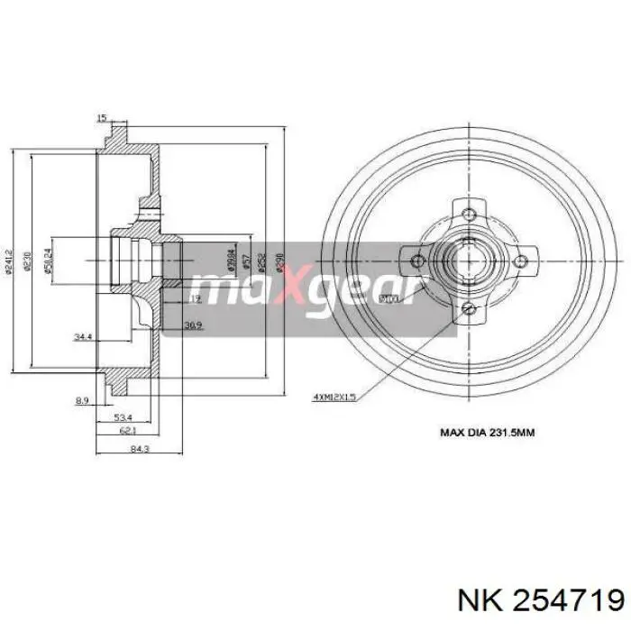 Барабан гальмівний задній 254719 NK