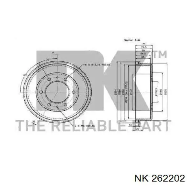 Барабан гальмівний задній 262202 NK