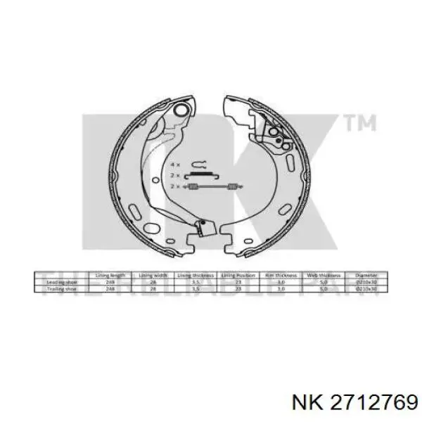 2712769 NK Гальмівні колодки ручника