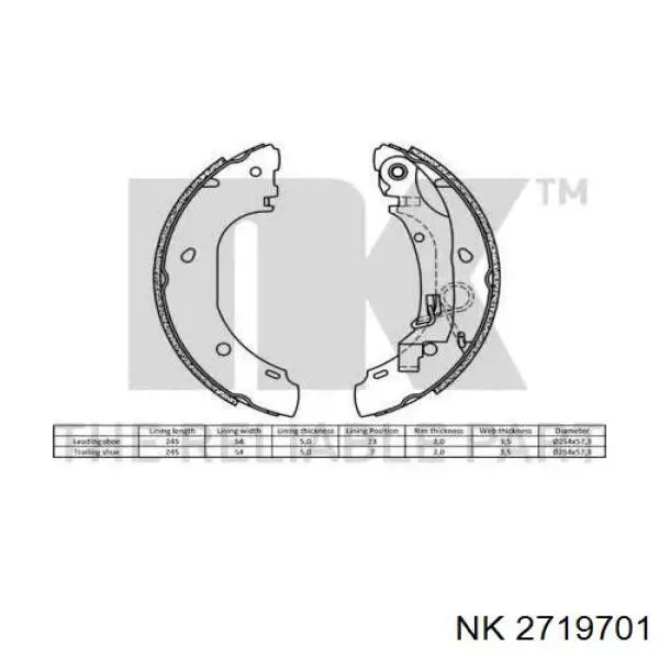 Колодки гальмові задні, барабанні NK 2719701 ціна, від 28.68 USD