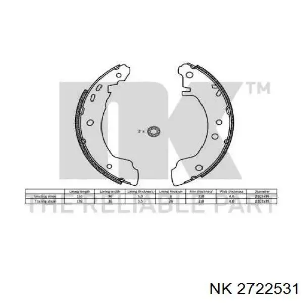 Колодки гальмові задні, барабанні 2722531 NK