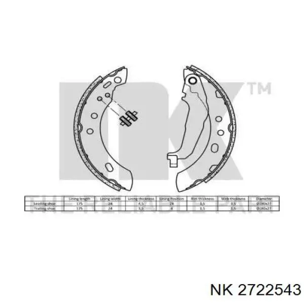 Колодки гальмові задні, барабанні 2722543 NK