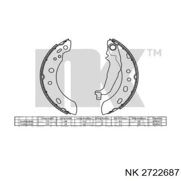 Колодки гальмові задні, барабанні 2722687 NK