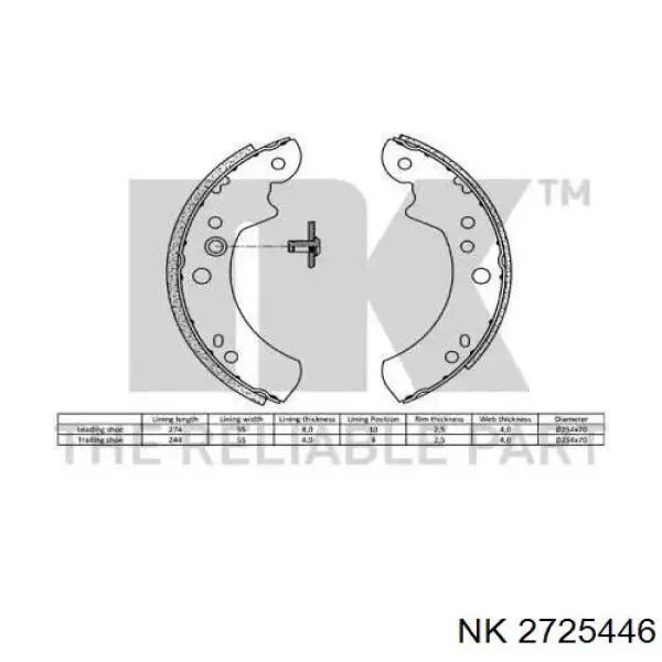 Колодки гальмові задні, барабанні 2725446 NK