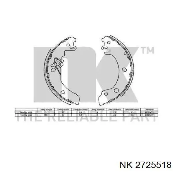 Колодки гальмові задні, барабанні 2725518 NK