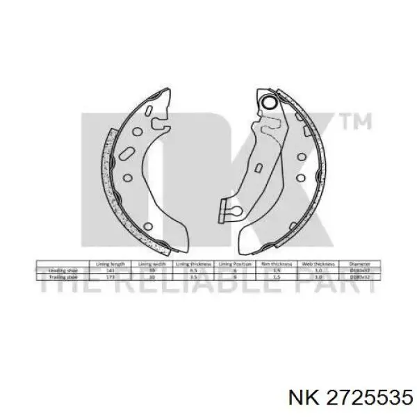 Колодки гальмові задні, барабанні 2725535 NK
