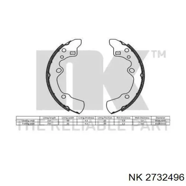 Колодки гальмові задні, барабанні 2732496 NK