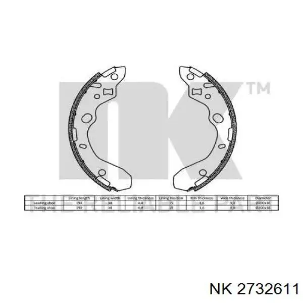 Колодки гальмові задні, барабанні 2732611 NK