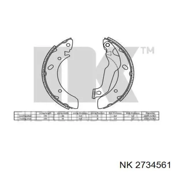 Колодки гальмові задні, барабанні 2734561 NK
