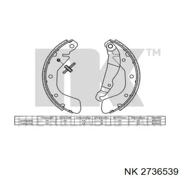 Колодки гальмові задні, барабанні 2736539 NK