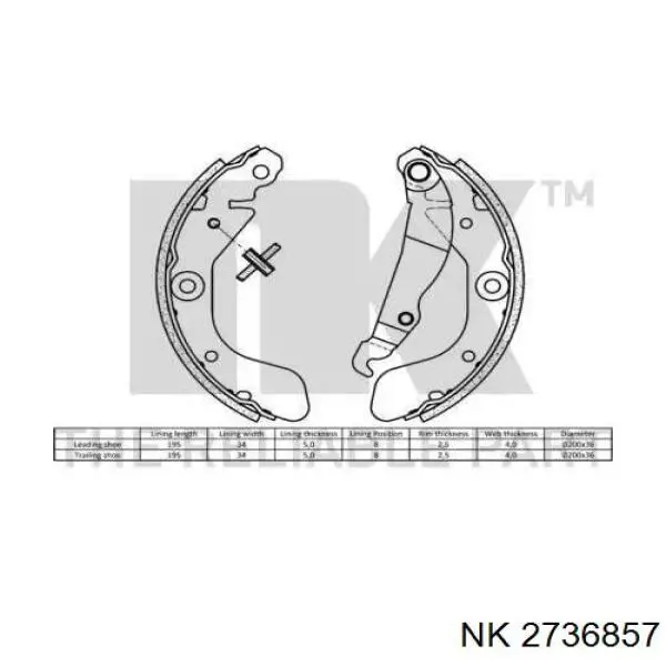 Колодки гальмові задні, барабанні 2736857 NK