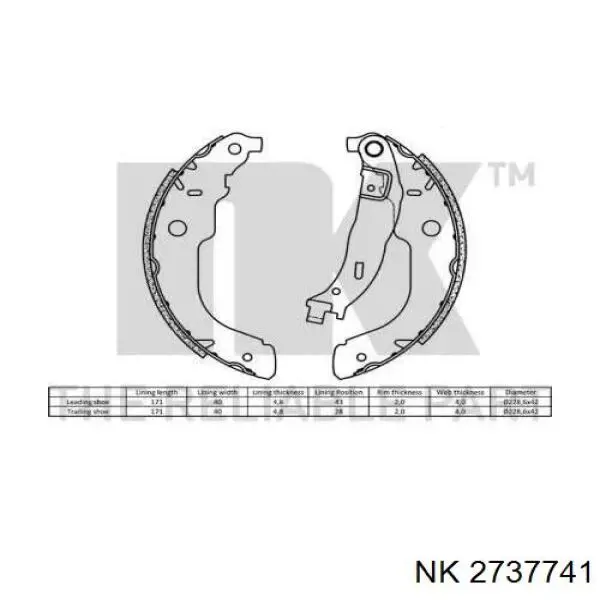Колодки гальмові задні, барабанні 2737741 NK