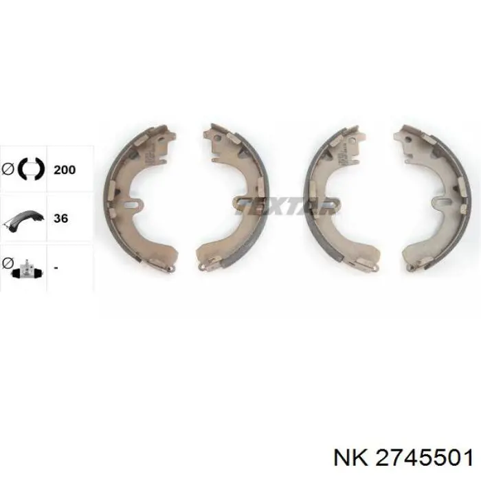 Колодки гальмові задні, барабанні NK 2745501 ціна, від 13.78 USD