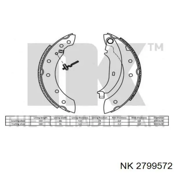 Купити 2799572 NK Колодки гальмові задні, барабанні