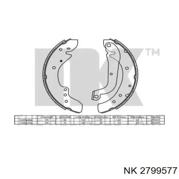 Колодки гальмові задні, барабанні 2799577 NK