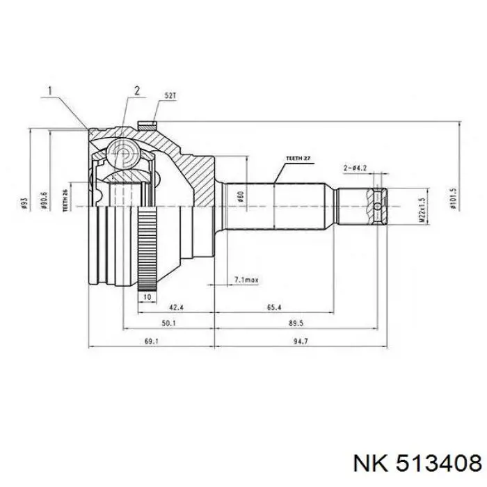 Граната зовнішня передня ліва NK 513408 ціна, від 37.56 USD
