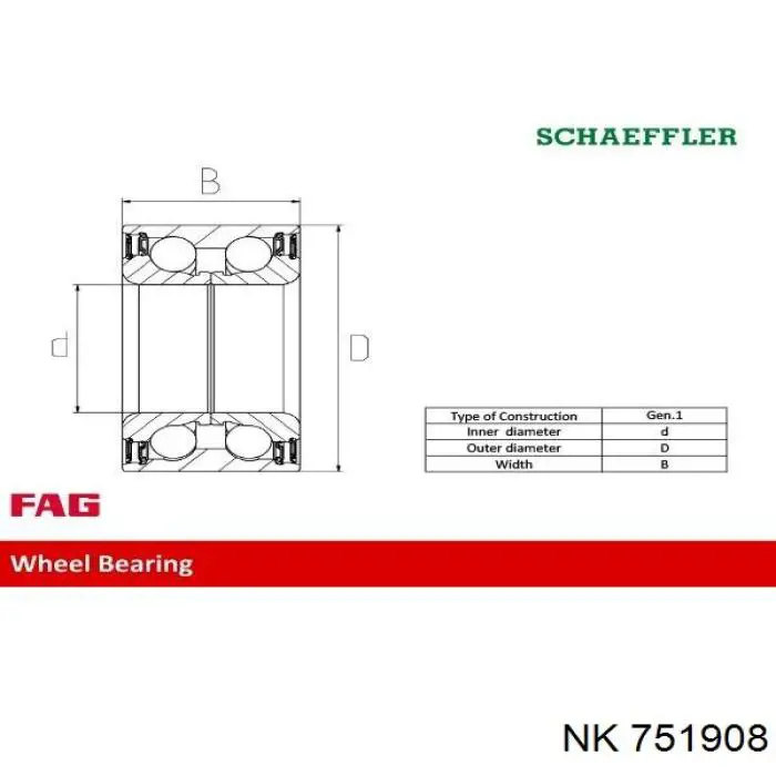 Комплект підшипник маточини передньої NK 751908 ціна, від 24.20 USD