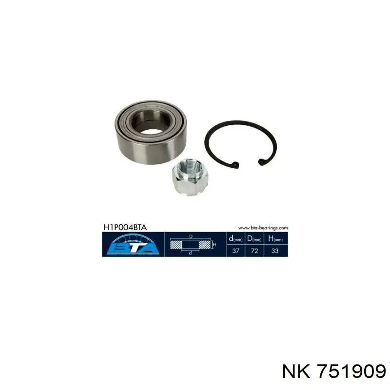Купити 751909 NK Підшипник ступиці передньої