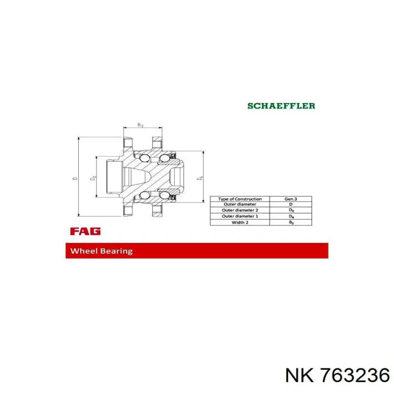 Купити 763236 NK Підшипник ступиці колеса