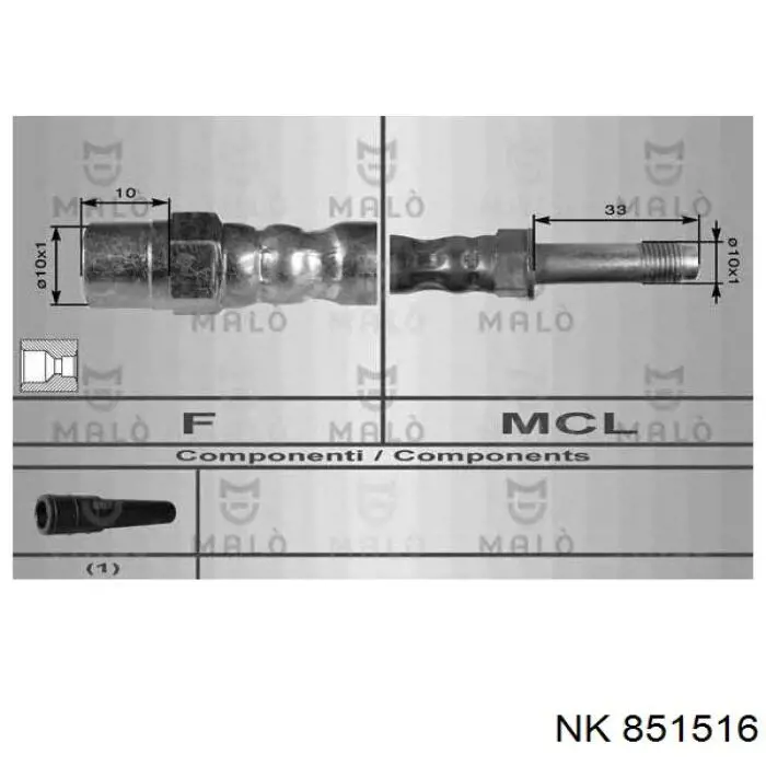 851516 NK Шланг гальмівний задній