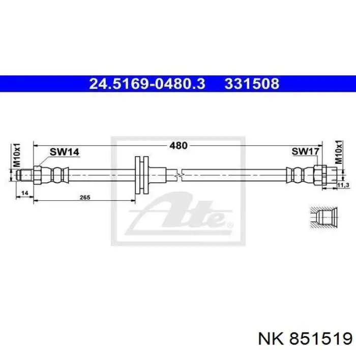 Шланг гальмівний передній NK 851519
