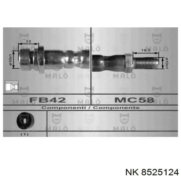 Шланг гальмівний задній NK 8525124 ціна, від 6.77 USD