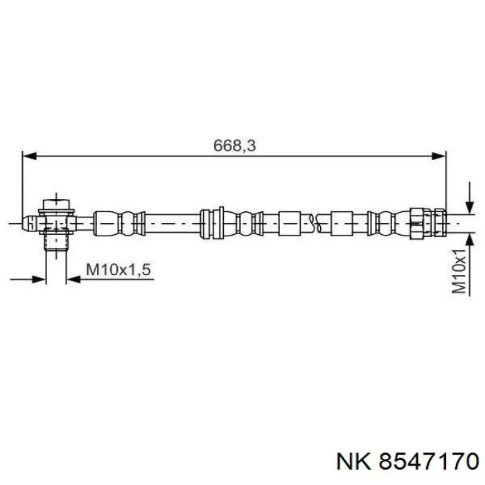 6T48617 LPR Гнучка гальмівна трубка передня