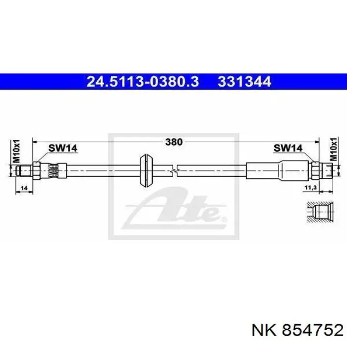 Шланг гальмівний передній 854752 NK