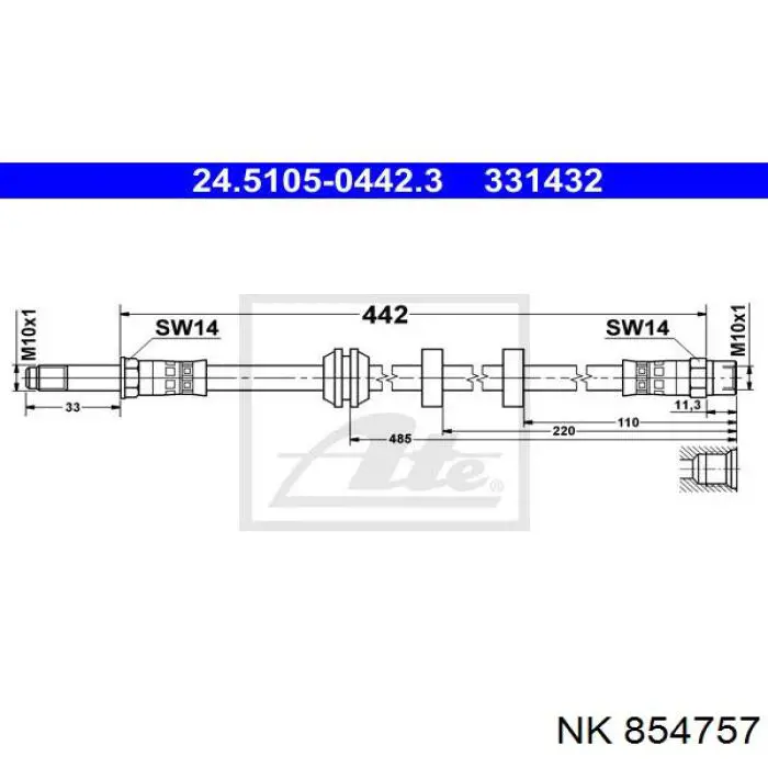 854757 NK шланг гальмівний передній