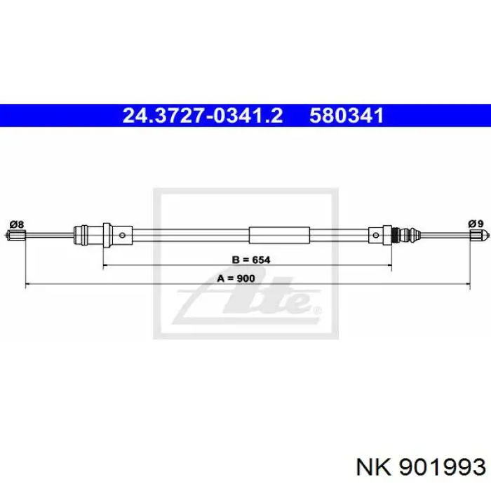 Трос стоянкового гальма передній NK 901993 ціна, від 7.49 USD