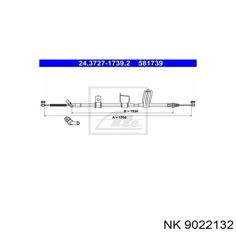 Трос стоянкового гальма задній правий NK 9022132 ціна, від 26.09 USD