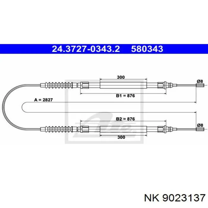 Трос ручного гальма задній, правий/лівий NK 9023137 ціна, від 12.64 USD