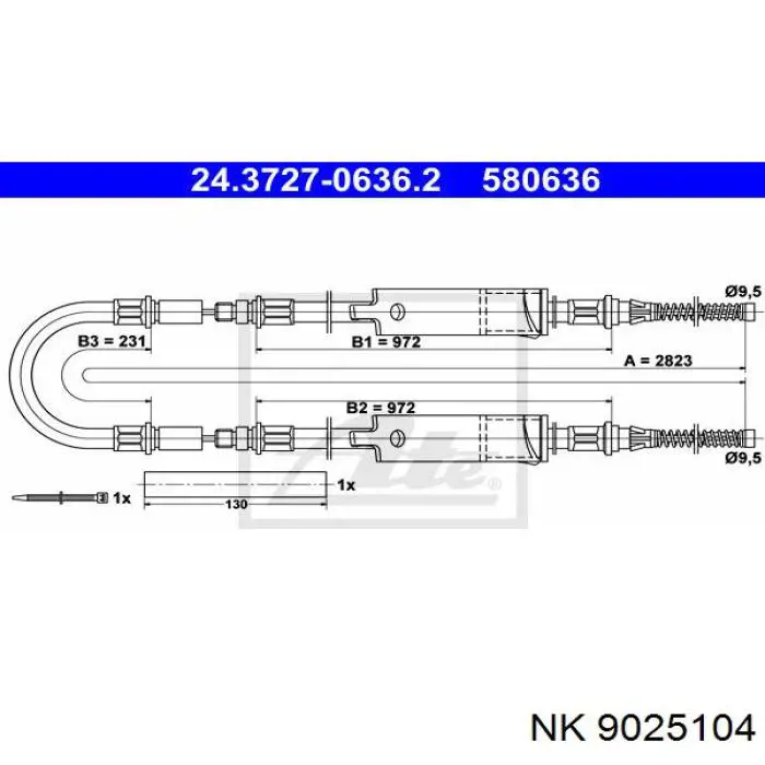Трос ручного гальма задній, правий/лівий NK 9025104 ціна, від 23.04 USD