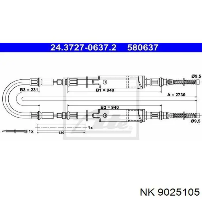 Купити 9025105 NK Трос ручного гальма задній, правий/лівий