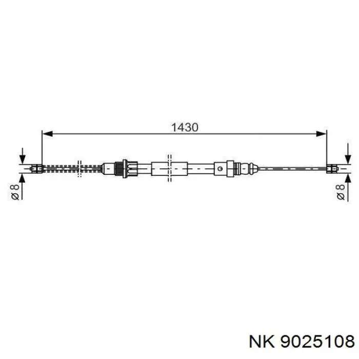Трос ручного гальма задній, правий/лівий 9025108 NK