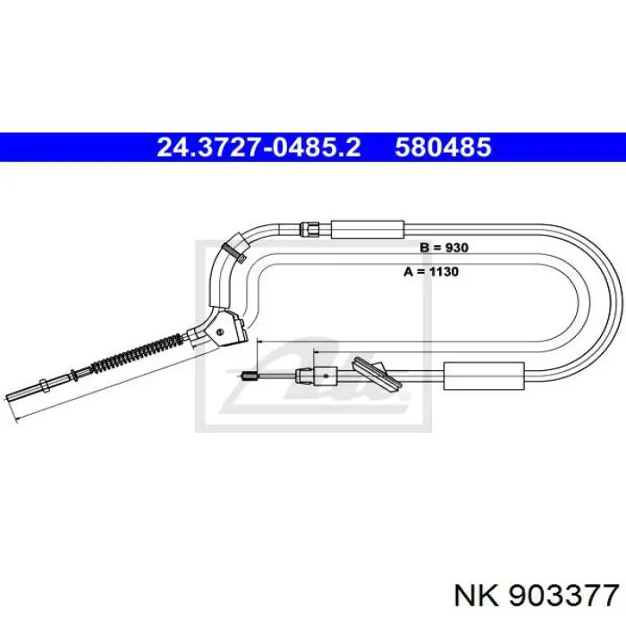 Трос стоянкового гальма передній NK 903377 ціна, від 21.26 USD