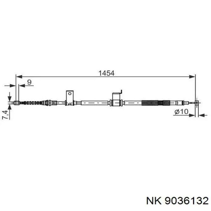 Трос стоянкового гальма задній правий NK 9036132 ціна, від 24.83 USD