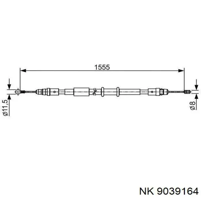 Трос ручного гальма задній, правий/лівий 9039164 NK