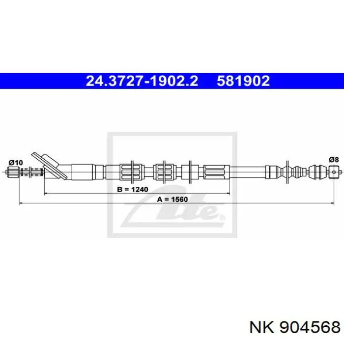 4642012340 Toyota Трос ручного гальма задній, правий