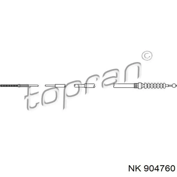 Трос ручного гальма задній, правий/лівий 904760 NK