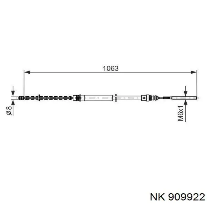 Трос стоянкового гальма задній лівий NK 909922 ціна, від 6.62 USD