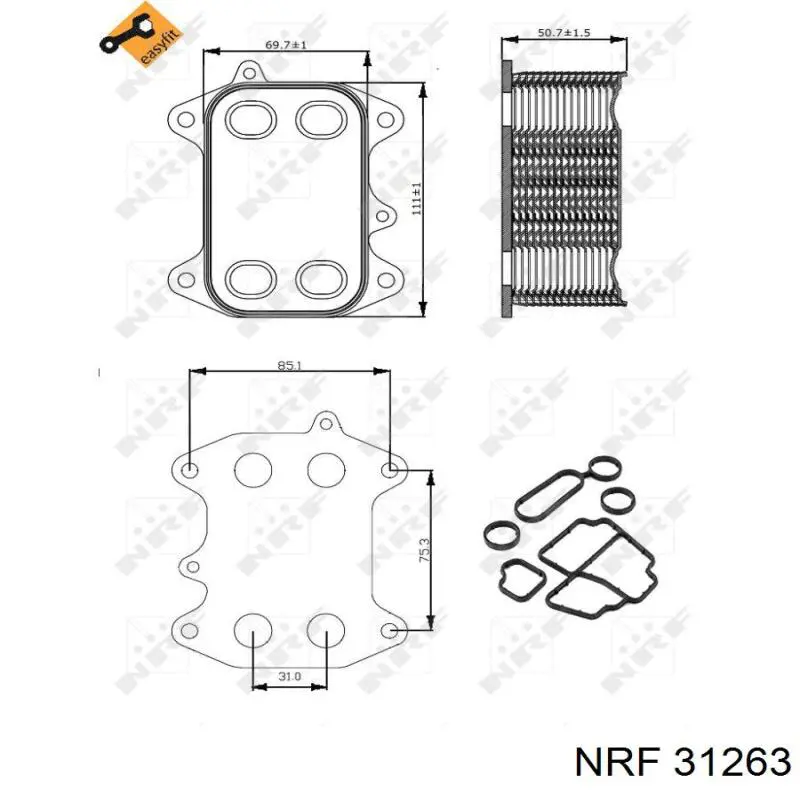 31263 NRF радіатор масляний (холодильник, під фільтром)